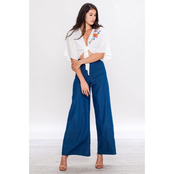 Denim Palazzo Pants - Picture 3 of 3
